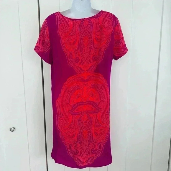 Amanda uprichard pink and orange silk shift dress - Picture 2 of 8